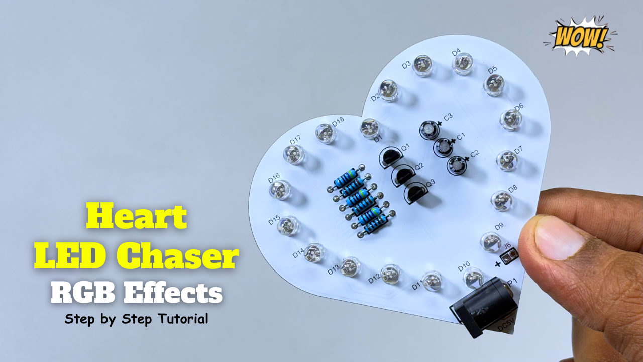 Create a Stunning Heart LED chaser Circuit with Simple Electronics